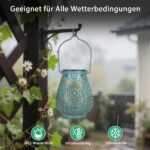 JOYCREATOR Solarlaterne 2er-Set Türkis – Marokkanische Gartenleuchten IP65 wasserdicht – Bild 4