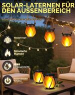 OKESYO Solar Laterne mit Flammeneffekt – 2er Set Campinglampe für Garten & Terrasse – Bild 2
