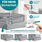 KESSER® Bettschutzgitter 180 cm – Höhenverstellbar & Klappbar mit Mesh-Netz für Kindersicherheit – Bild 3