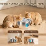UMOCUOY Katzenbrunnen 2.6L Edelstahl – Automatischer Wasserspender mit 5-Schicht Filtersystem – Bild 4