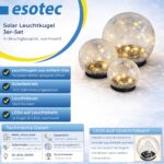esotec Solar Leuchtkugeln 3er Set – Krakelees Echtglas mit LED-Leuchtdraht für Garten – Bild 3