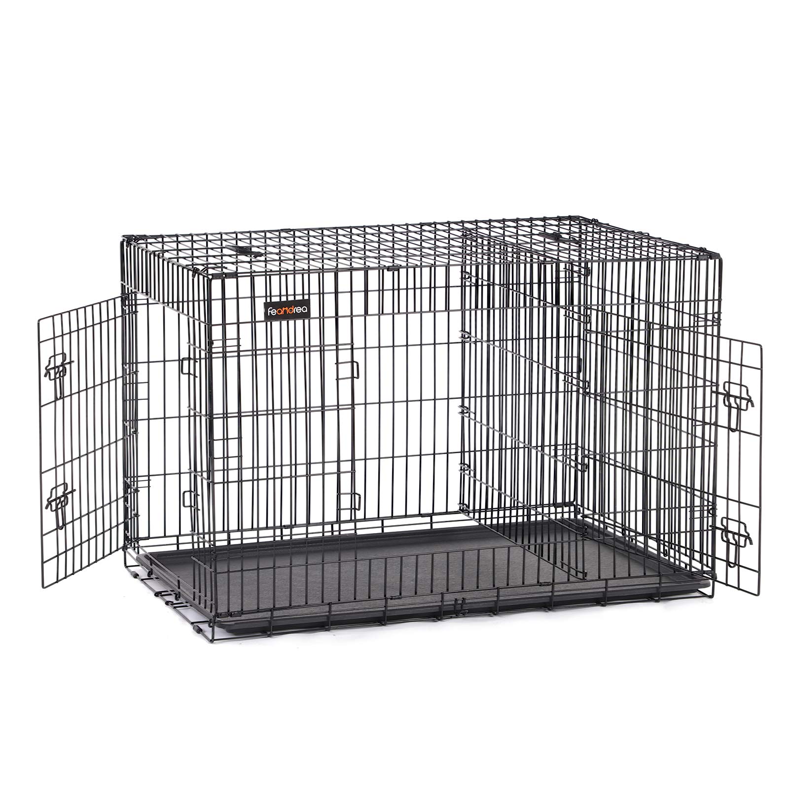 Feandrea Hundekäfig 122x74,5x80,5 cm – Zusammenklappbar mit 2 Türen für große Hunde