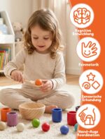 KidMigo Montessori Holzspielzeug ab 1 Jahr – Motorik & Farblernspiel mit 12 Bällen – Bild 7