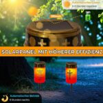 Hegawleo 2er Set Solar-Grablichter mit Dämmerungssensor – Wetterfeste LED-Grableuchten Rot – Bild 7
