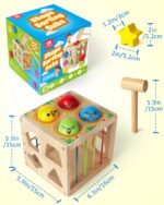 Coogam Holz Montessori Formsortierwürfel mit Hammer – Motorik & Formenlernen für Babys 12–36 Monate – Bild 2