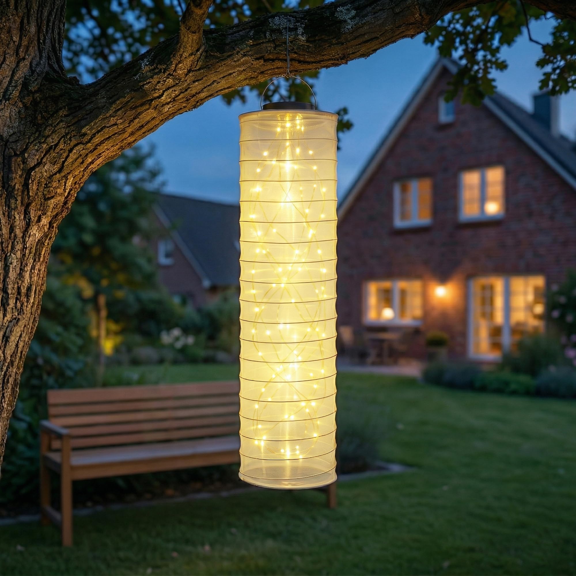 iShabao Solar Laterne 96cm mit 88 LED – Wetterfeste Gartenleuchte für Aussen