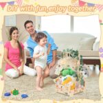 Wuciray Wickelkorb mit Holzrädern & Griff – Multifunktionaler Babygeschenk Korb aus Holz – Bild 2