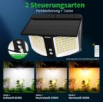 INTELAMP Solar Wandleuchte mit Bewegungsmelder, 1200lm, Fernbedienung & Timer – Bild 2