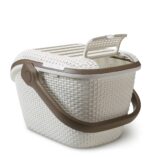 Curver Pet Transportbox L 51x38x33 cm – Rattan-Optik mit Easy-Car-System – Bild 3