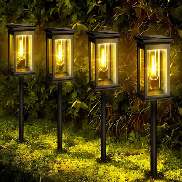 SIVQIKE 4er Set Solarleuchten für Aussen – Warmweiss IP65 Gartenleuchten mit Automatik