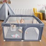 CHOLY Baby Laufstall 128x128cm – Sicherer Spielbereich mit Schaumschutz für Babys & Kleinkinder – Bild 2
