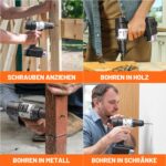 Litheli 20V Akku Bohrschrauber Set mit 64-teiligem Zubehör – 50 Nm Drehmoment für DIY – Bild 8