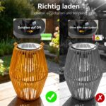 Ollny Rattan Solar Laterne IP44 – Warmweiss Boho Gartenleuchte für Aussen – Bild 4