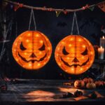 2er Set Halloween Kürbis Laterne 30cm mit 40 LEDs – IP44 Wasserdicht, 8 Modi & Timer