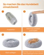 Feandrea Hundebett 60 cm mit langem Plüsch & abnehmbarem Bezug – Donut Kissen für Katzen & kleine Hunde – Bild 8