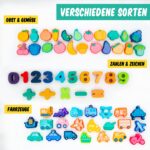 Faerly® Fädelspiel 60 Teile mit Aufbewahrungsbox – Montessori Motorikspielzeug ab 2 Jahren – Bild 4