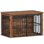 HEXCELEN Hundekäfig-Möbel 100 cm mit Schiebetür – 2-in-1 Hundebox & Beistelltisch Braun – Bild 9