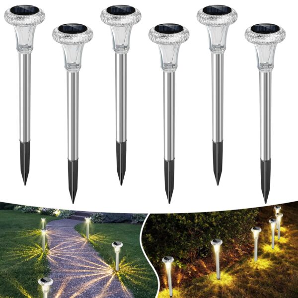 Bigzom 6er-Set Solarlampen Warmweiss – Diamantförmig, Winterfest für Garten & Terrasse