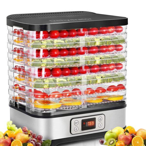 COOCHEER Dörrautomat 400W mit 8 Schalen & LCD-Display – Lebensmitteltrockner für Obst & Gemüse