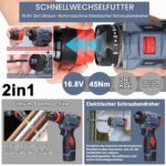 Utensy Akkuschrauber 16,8V mit 2x 1300 mAh Akku – Kompakt & kraftvoll für Heimwerker – Bild 7