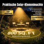 Hqynss Solar-Klemmleuchte Aussen mit Bewegungsmelder – 73 LED, 1000 Lumen, IP65 Wasserdicht – Bild 5