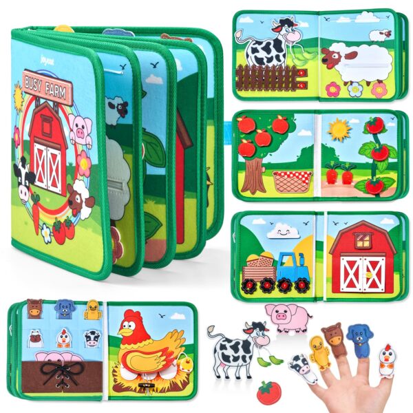 JoyCat Busy Board Bauernhof – 15 Montessori Aktivitäten für Kleinkinder ab 1 Jahr