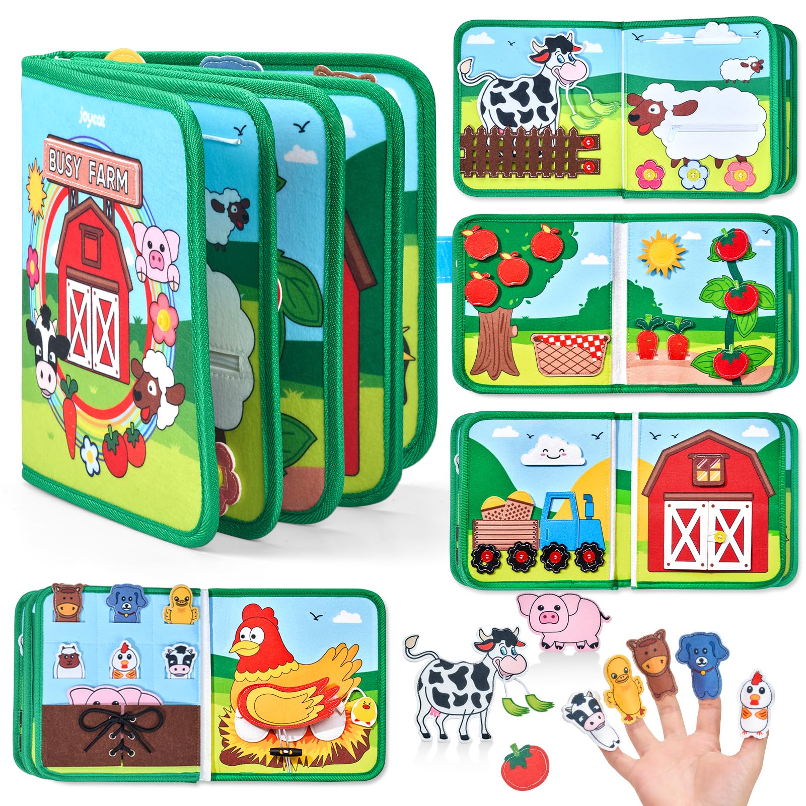 JoyCat Busy Board Bauernhof – 15 Montessori Aktivitäten für Kleinkinder ab 1 Jahr