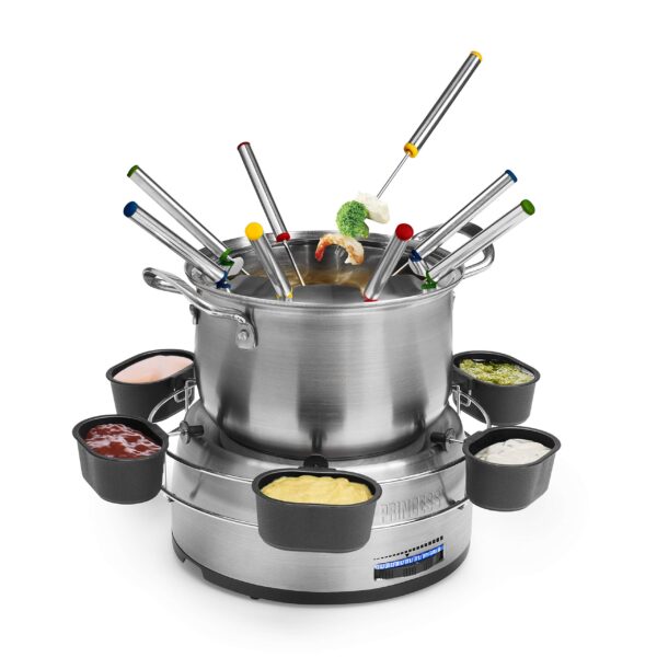 Princess Family Fondue-Set 800 W – Edelstahl Fonduetopf für 8 Personen mit Thermostat