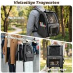 Aystkniet Haustier-Rucksack 34×29×43 cm – Ergonomisch für Katzen & kleine Hunde – Bild 8