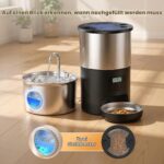 VOUAAOOD 2-in-1 Katzenbrunnen & Futterautomat Edelstahl – 5L & 2,2L mit Timer – Bild 5