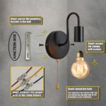 Lightess Vintage Wandlampe Industrial Schwarz mit Zugschalter – E27 Wandleuchte für jeden Raum – Bild 6