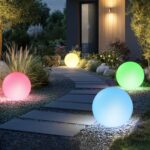 Omdekor Solar-Kugelleuchte 30cm RGB – Dimmbare Gartenleuchte IP66 mit Fernbedienung – Bild 4