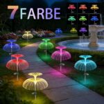 Beuaati Quallen-Solarleuchten 3er-Set – RGB LED Gartenstecker IP65 wasserdicht für Aussen – Bild 4