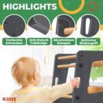 KIDIZ Lernturm 3-stufig höhenverstellbar mit Lernuhr – Montessori Tritthocker aus Kiefernholz – Bild 8