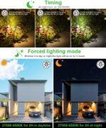 CLY Solar Strahler mit Fernbedienung 2700K-6000K – IP66 Gartenleuchte mit 5000mAh Akku – Bild 4
