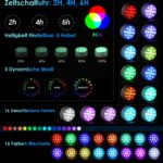 Carastek Unterwasser LED Licht 4er Set mit Fernbedienung – RGB Poolbeleuchtung IP68 – Bild 2