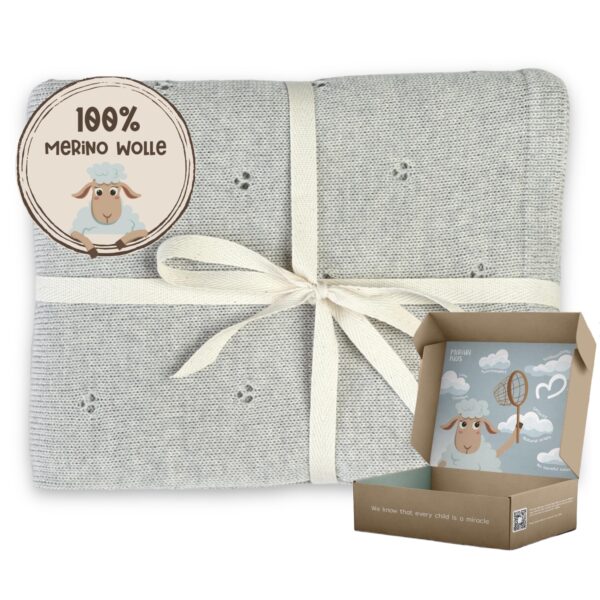 MIRARI Kids® Babydecke 75x100 cm aus 100% Merinowolle – Wärmende Wolldecke für Neugeborene