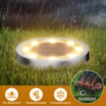 8er Set Solar Bodenleuchten 3000K Warmweiß – IP65 Wasserdicht für Garten & Gehweg – Bild 3