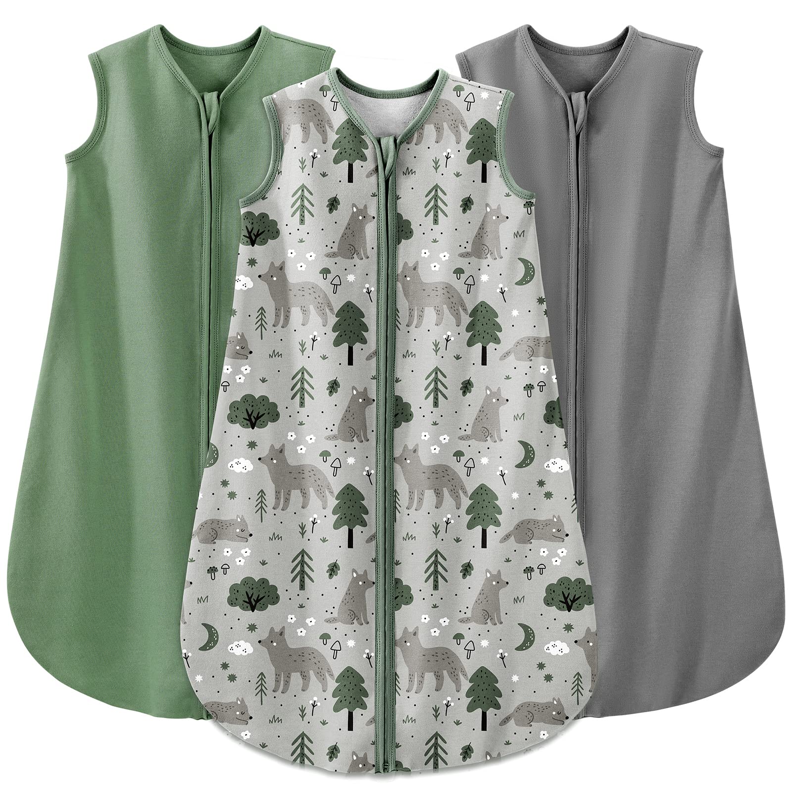 Yoofoss Sommerschlafsack 84cm 0.5 Tog 3er-Pack – Bio-Baumwolle für 12–18 Monate