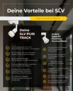 SLV PURI Lampenkopf Weiss GU10 – 3-Phasen-Schienenstrahler mit Adapter – Bild 7