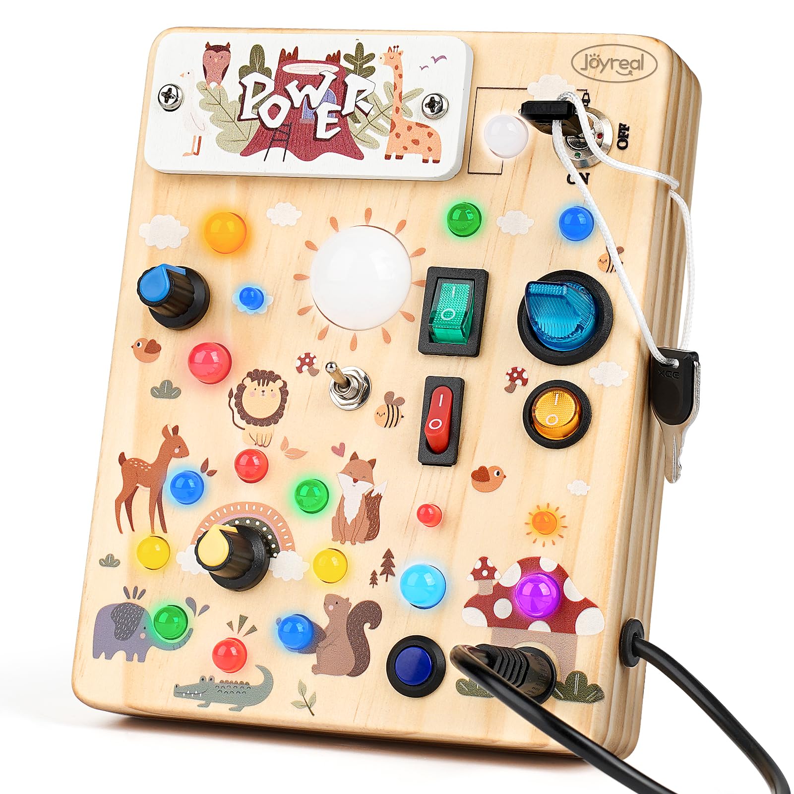 Joyreal Montessori Busy Board mit 19 LED – Motorikspielzeug für Kleinkinder ab 1 Jahr