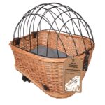 UNUS Hundefahrradkorb 47x29x34cm aus Weide – Sicherer Gepäckträgerkorb mit Gitterabdeckung