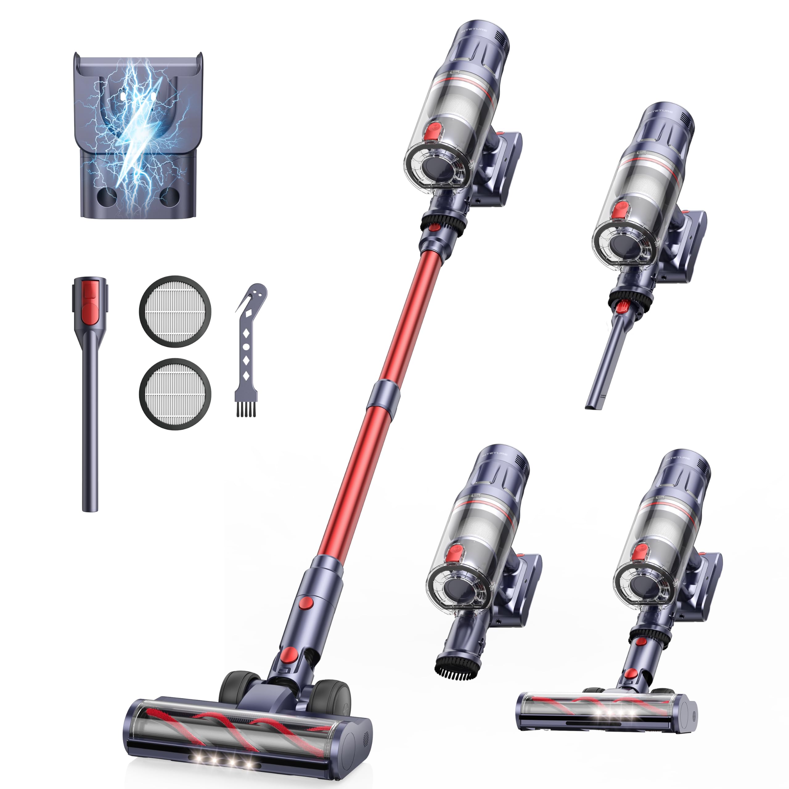 INTETURE Akku Staubsauger 600W 50kPa – 65 Min Laufzeit mit Wandhalterung & Touchscreen