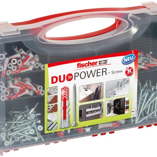 fischer Red-Box DuoPower + Schraube – 280-teiliges Sortimentsset für universelle Befestigungen