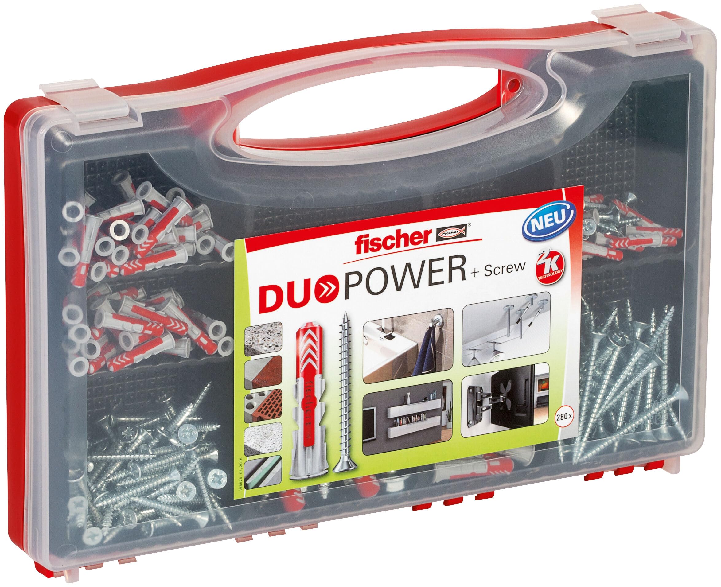 81fSsw0dyNL._SY1912_.jpg fischer Red-Box DuoPower + Schraube – 280-teiliges Sortimentsset für universelle Befestigungen – Bild 1