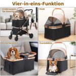 MAMIZO 3in1 Hundewagen mit Transportbox – Faltbarer Hundebuggy bis 20 kg für Hunde & Katzen – Bild 4