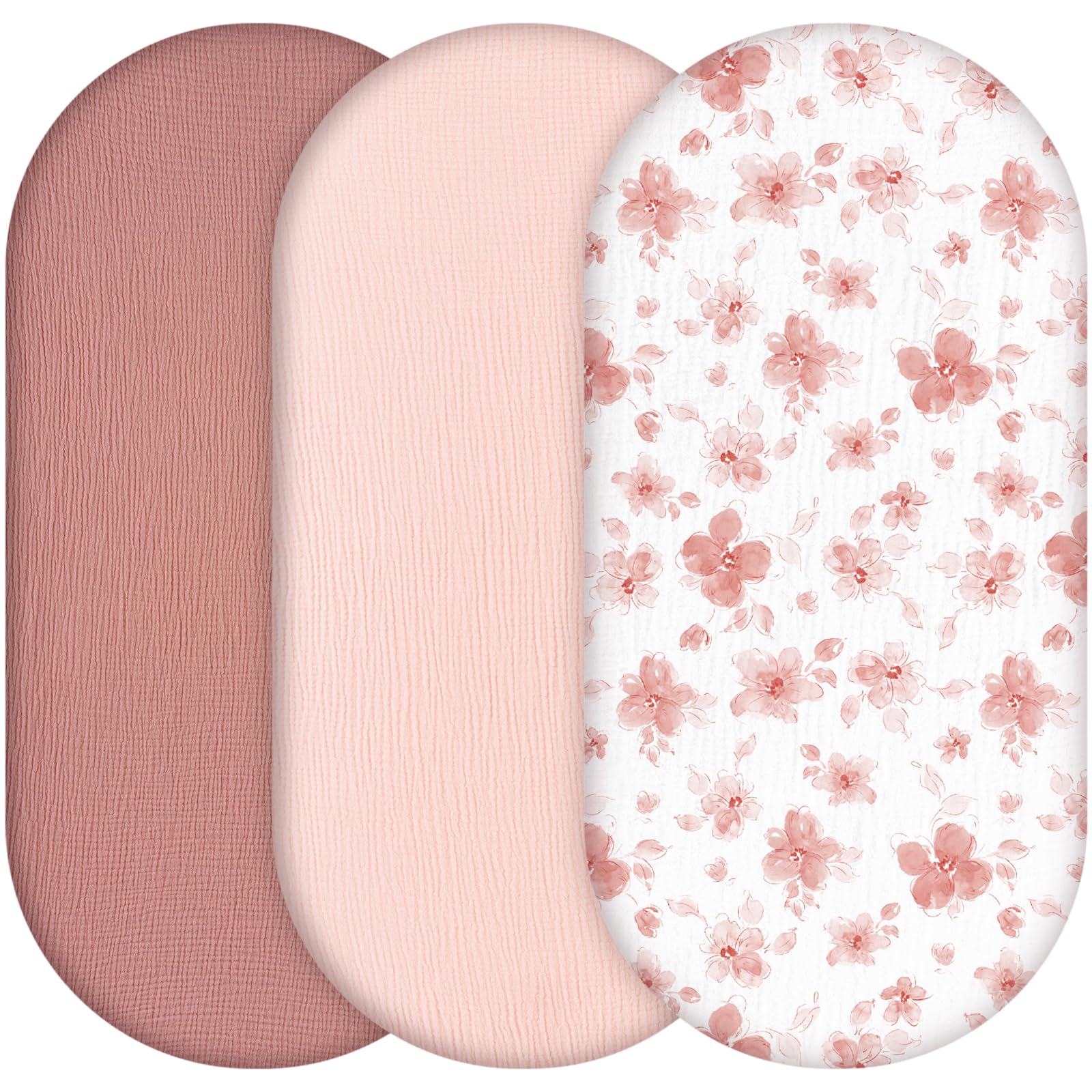 Yukkidds Spannbettlaken 81x41 cm aus 100% Musselin – 3er-Pack für Kinderwagen & Beistellbett