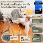 LepiBaby FlexiCo Hochstuhl mit Neugeborenenaufsatz & Liegefunktion – Mitwachsender Babyhochstuhl 0–3 Jahre – Bild 5