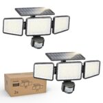 Philips Solar-Wandfluter 1200 Lumen mit PIR-Bewegungsmelder & 3 Köpfe – IP65 Sicherheitsleuchte (2er Set)