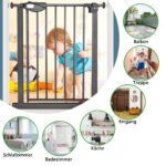 XMTECH Treppengitter 105-115 cm Schwarz – Druckmontage ohne Bohren mit Auto-Close für Kinder & Haustiere – Bild 6